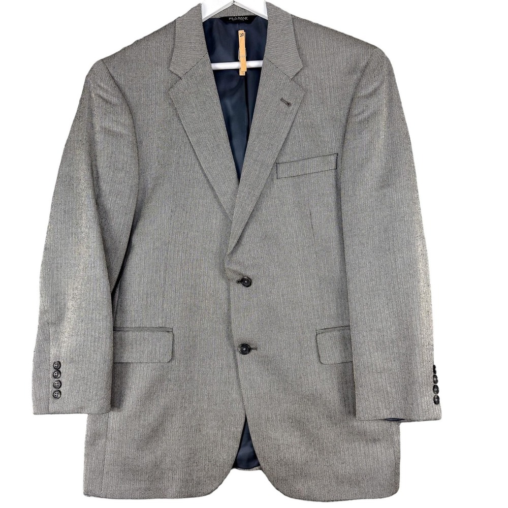 Jos A Bank Sport Coat Mens 41R Gray Herringbone Silk Camelhair Two Button 01216